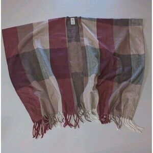 Woolrich One Size Blanket Shaw Wrap Sweater Poncho Cape Purple Plaid Fridge